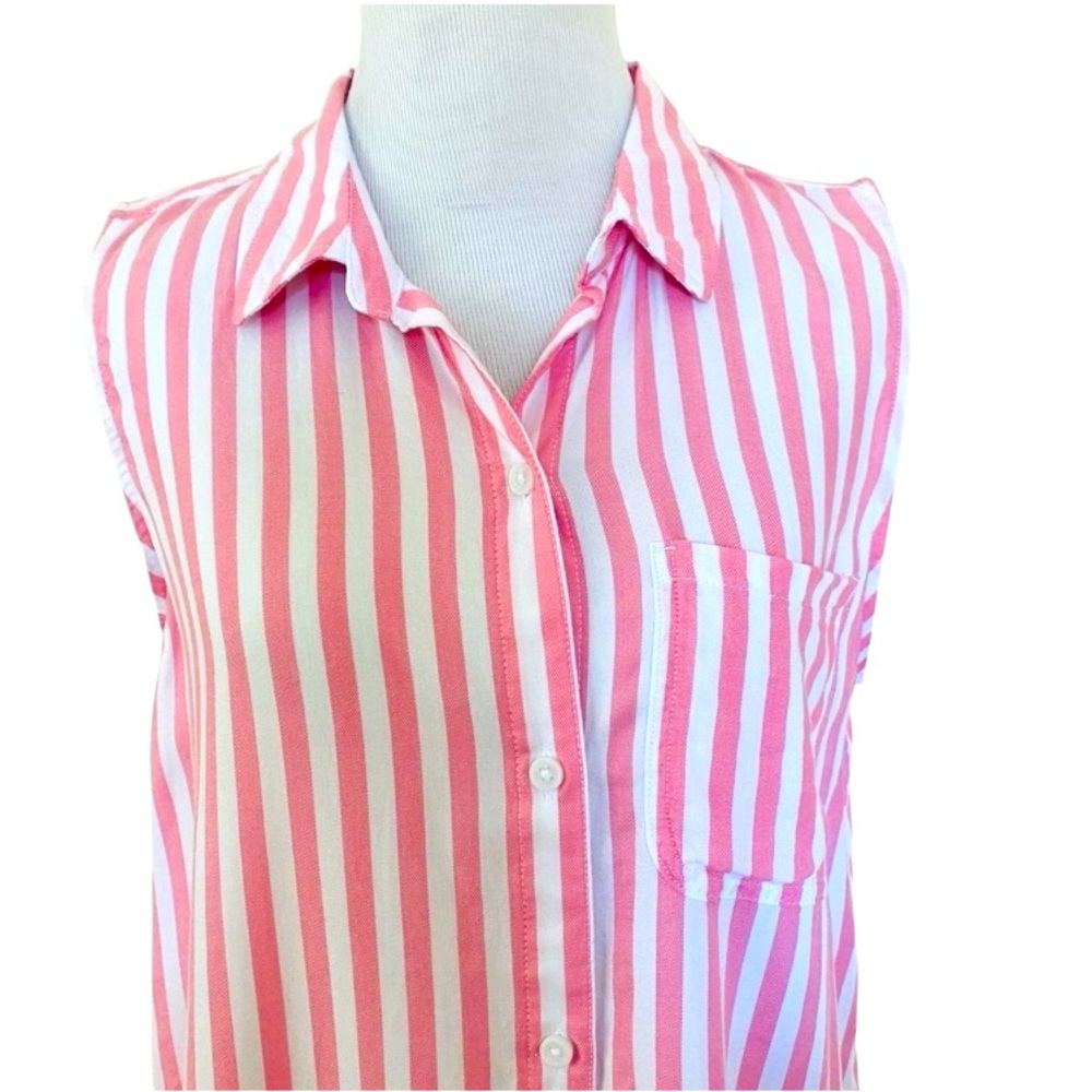 Beachlunchlounge Blouse Top Striped Pink Sleeveless Medium Beach Summer Coastal